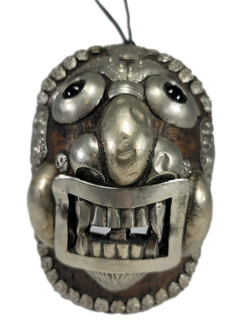 Vintage Chinese wood & metal mask (1 of 4)