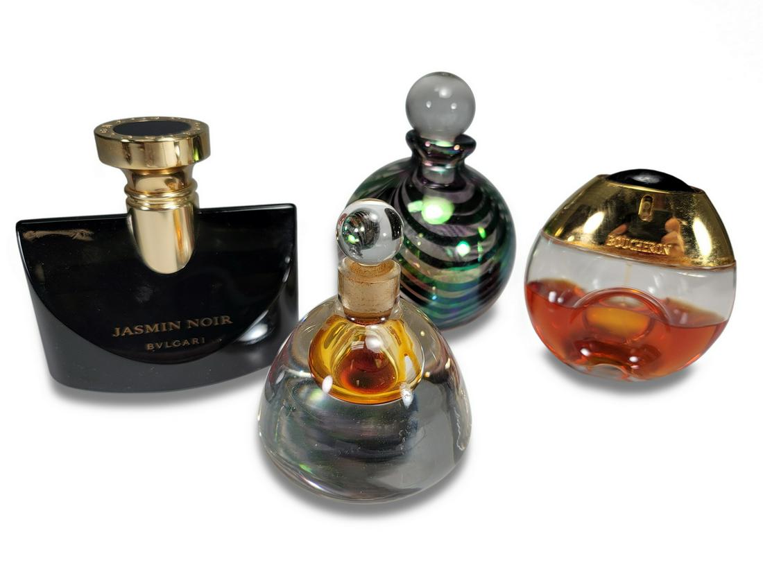 Bvlgari, Boucheron & others perfurm bottles: Bvlgari, Boucheron & others perfurm bottles. Bvlgari: 3 3/4” H x 3 7/8” W x 2 1/4” D. ANY INVOICE OVER $ 2,000.00 WE WILL ACCEPT PAYMENTS ONLY THROUGH CHECK OR BANK WIRE TRANSFER, SA