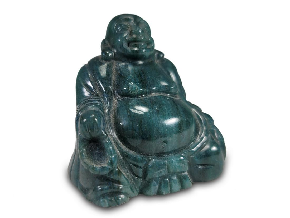Vintage Buddha green stone statue (1 of 4)