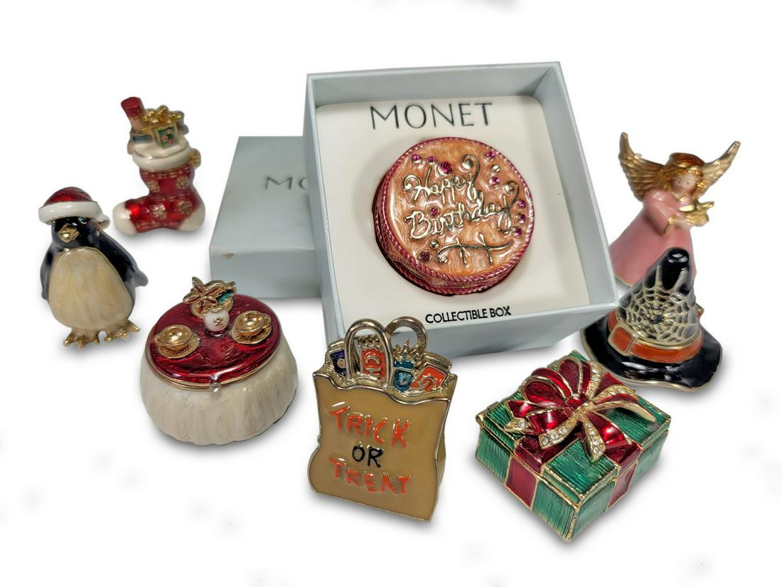 Monet set of 8 miniature enamel trinket boxes (1 of 5)