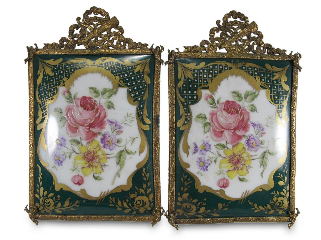 Antique Limoges pair of porcelain & bronze plaques (1 of 7)
