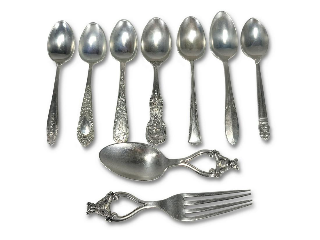 Gorham, National, Kirk, etc set of 9 sterling pieces (1 of 9)