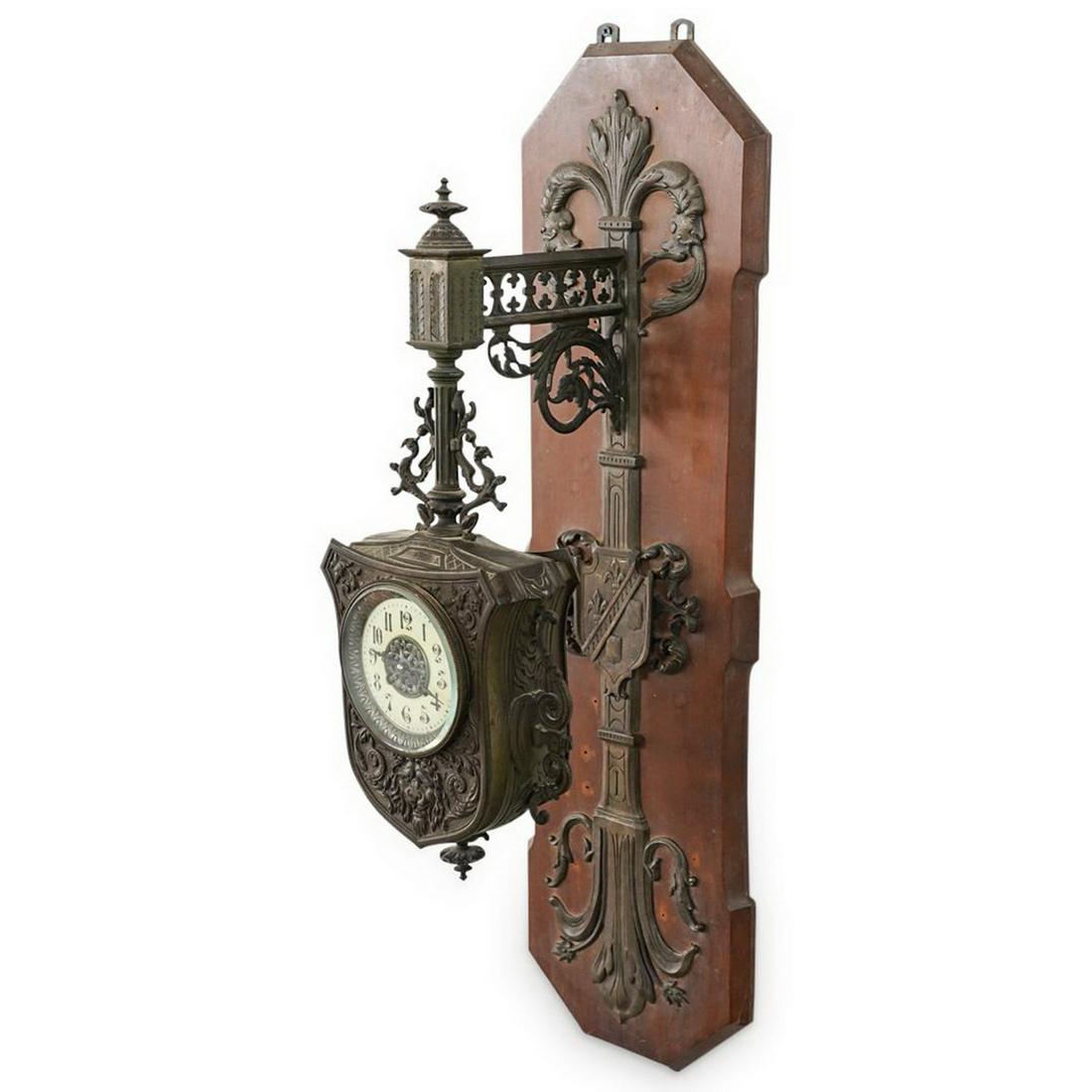 Antique French Japy Freres bronze & wood wall clock (1 of 8)