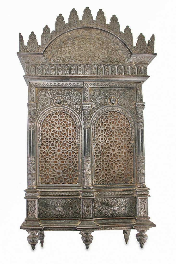 19th Century Rare Indian iron & wood small cabinet (1 of 10)