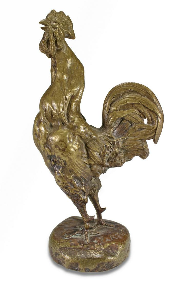 Thomas FranÃ§ois CARTIER (1879-1943) rooster bronze: Thomas FranÃ§ois CARTIER (1879-1943) rooster bronze. 9 1/4” H x 4 7/8” W x 3 1/8” D. ANY INVOICE OVER $ 2,000.00 WE WILL ACCEPT PAYMENTS ONLY THROUGH CHECK OR BANK WIRE TRANSFER, S