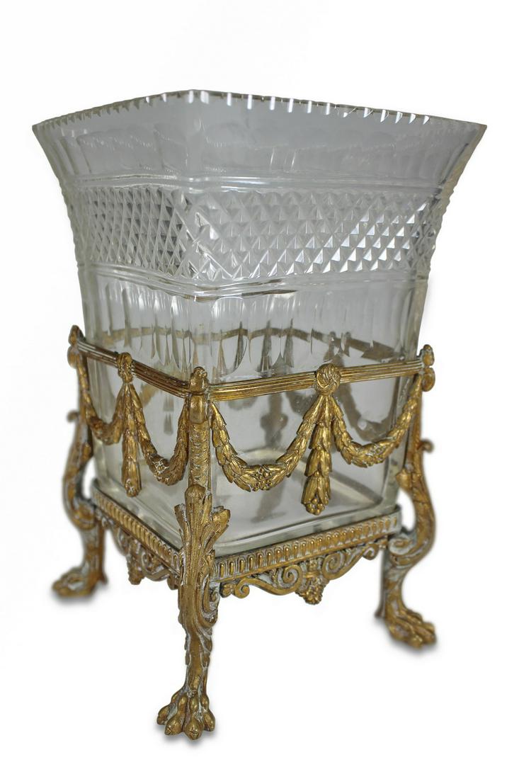 Probably Baccarat bronze & crystal vase (1 of 5)