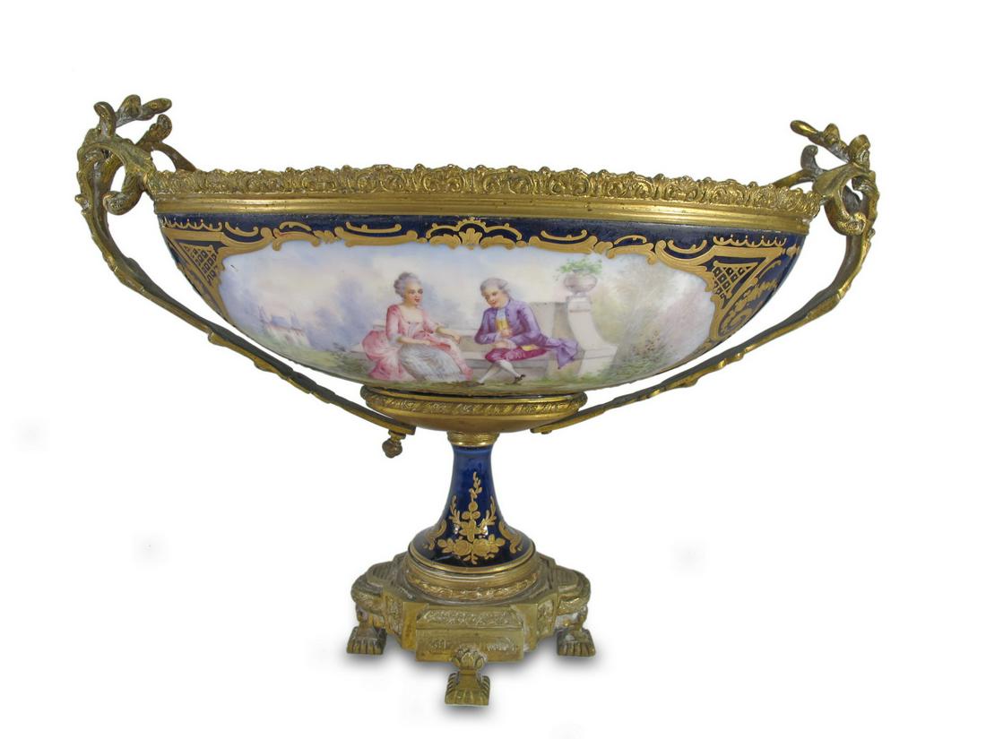 Antique French Sevres bronze & porcelain centerpiece (1 of 6)