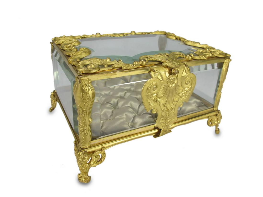 Probably Baccarat gilt bronze & beveled glass box (1 of 7)