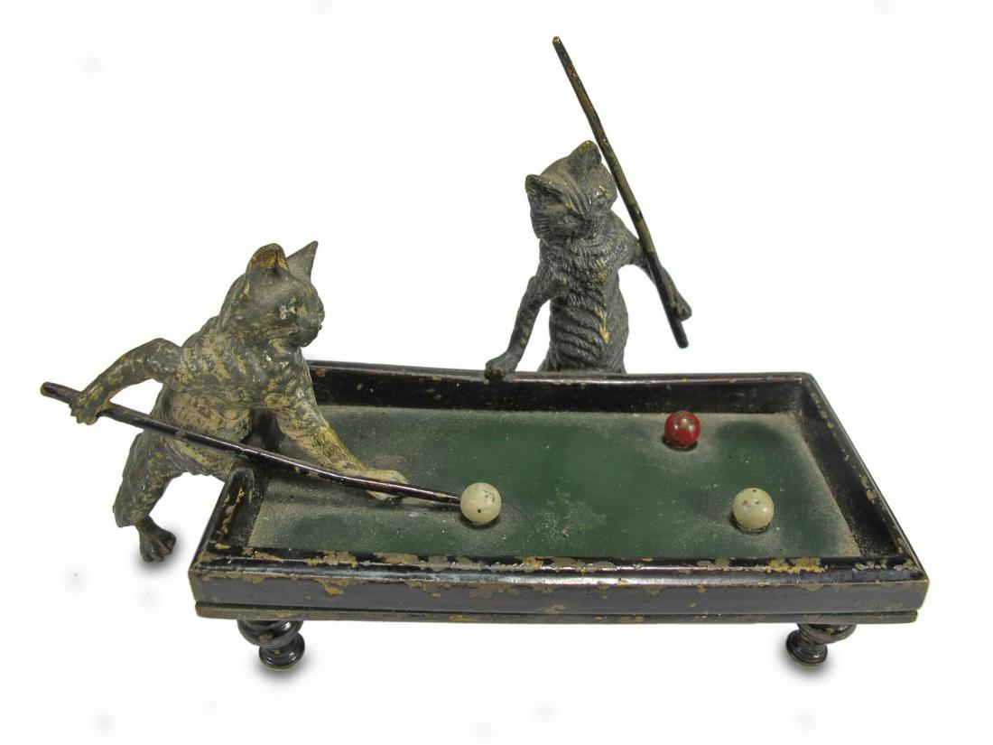 Vintage Vienna bronze cats playing billiard sculpture (1 of 5)