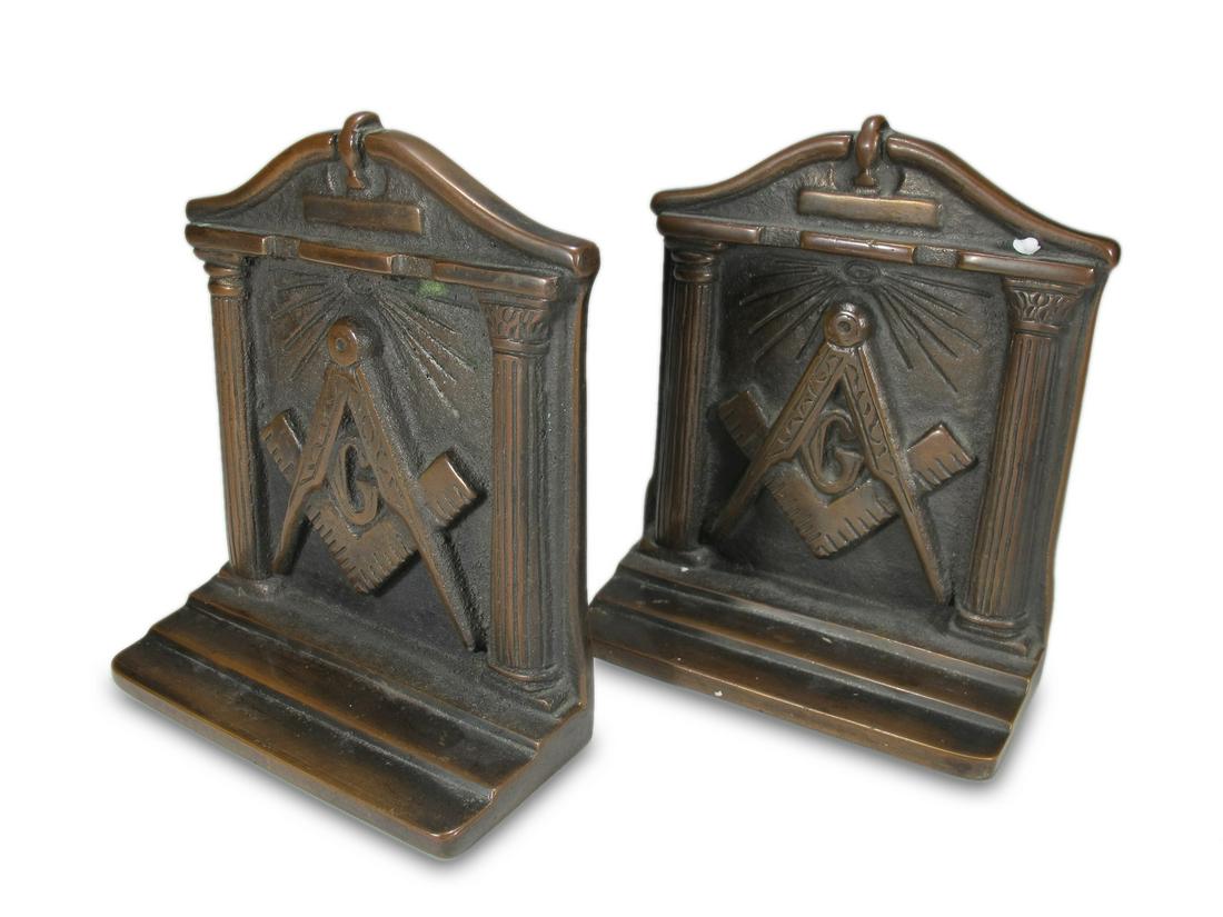 Pair of Masonic bronze bookends (1 of 5)