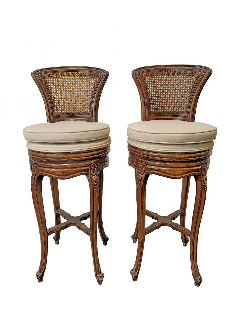Pair of tall bar caned chairs (1 of 5)