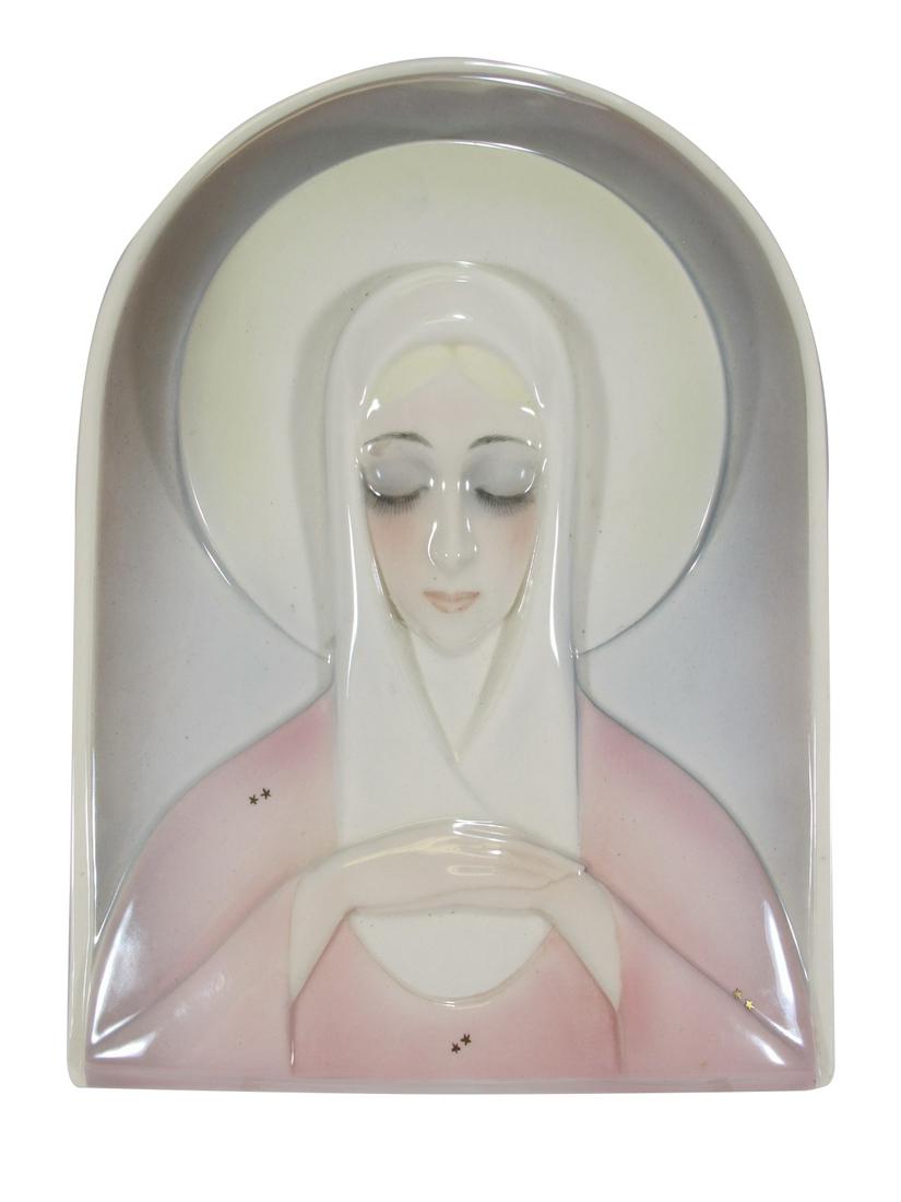 Antique Italian ESSEVI Madonna ceramic  plaque (1 of 7)