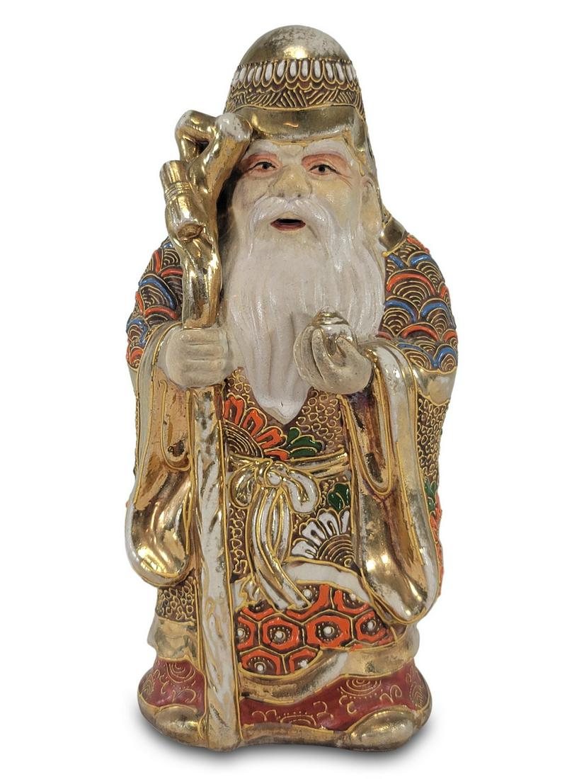 Japanese Satsuma porcelain old man statue (1 of 5)