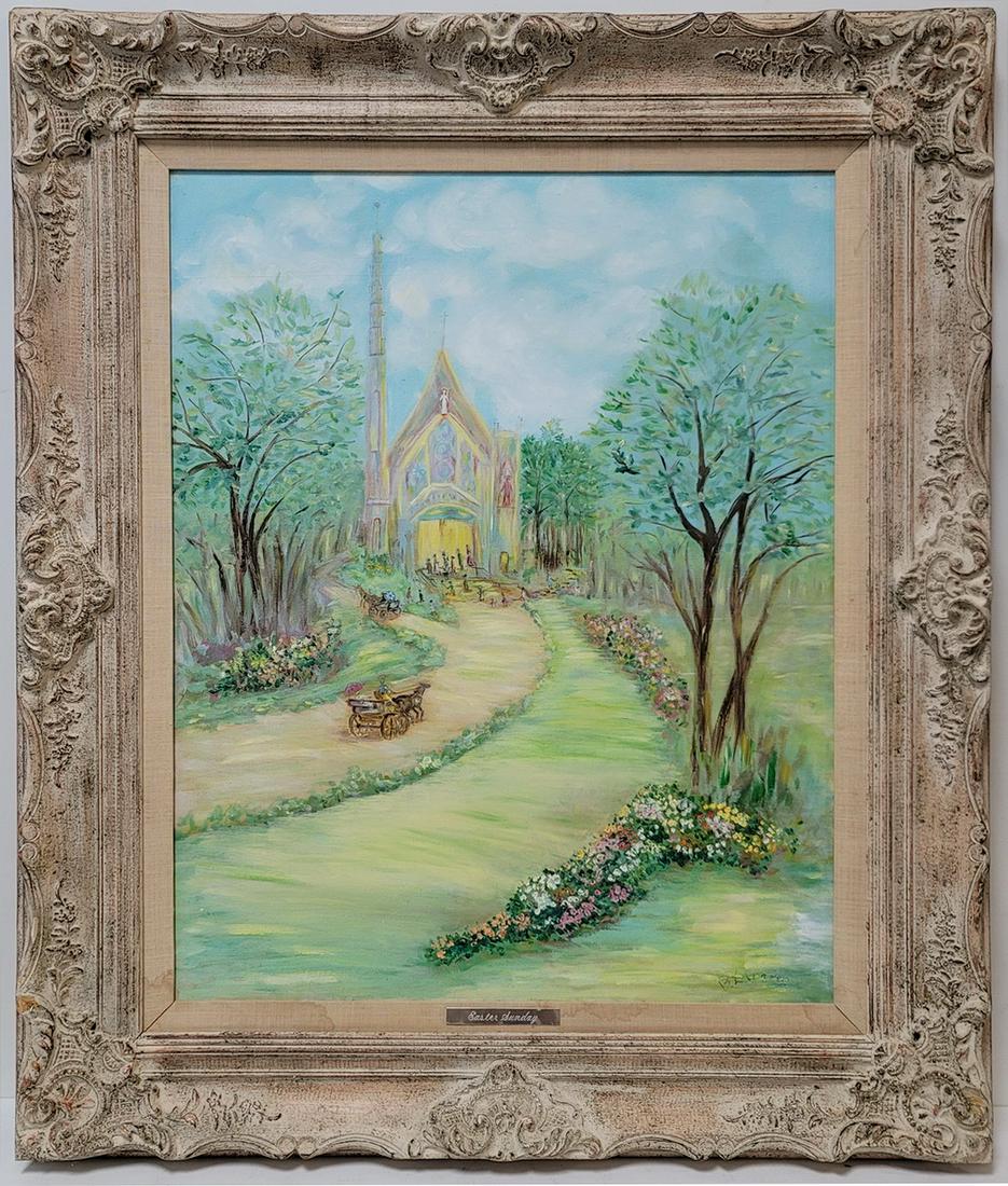 Signed B E CRAMER oil on canvas painting (1 of 5)