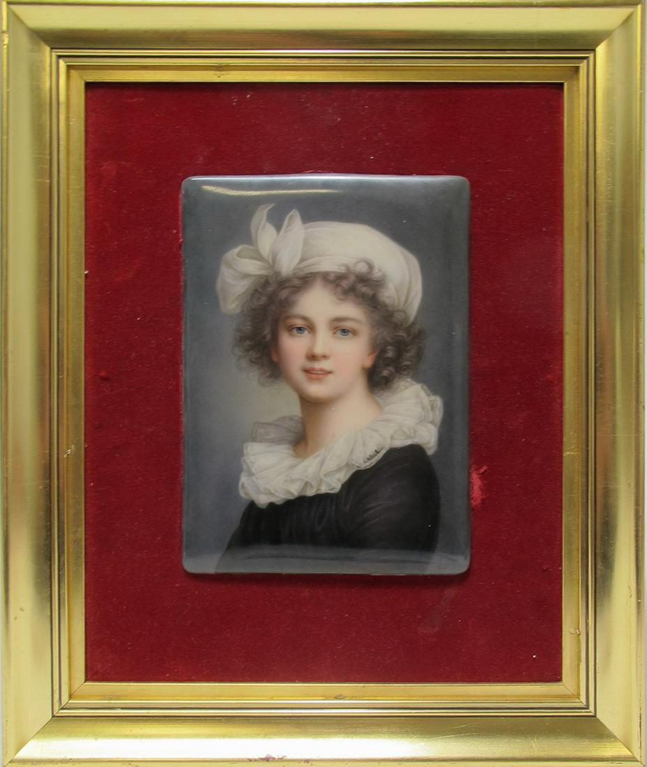 Antique French porcelain plaque, framed (1 of 7)