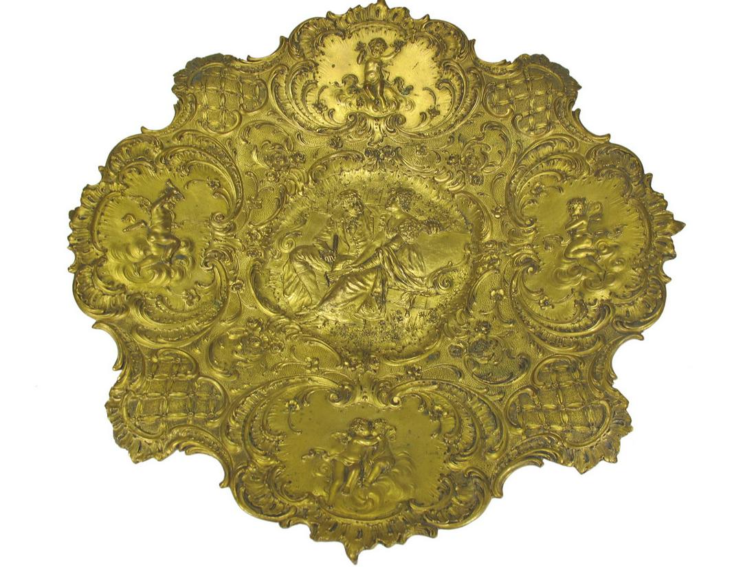 Antique French gilt spelter tray (1 of 9)