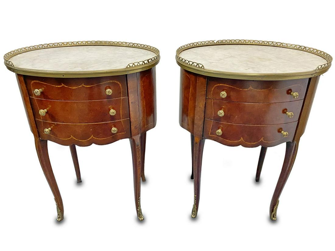 French Louis XV style pair of side tables (1 of 7)
