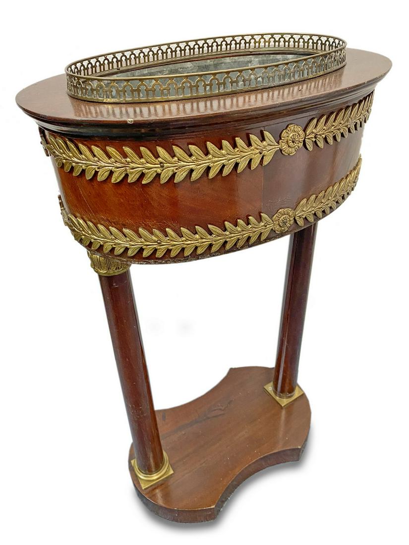 Vintage French mahogany & bronze planter (1 of 6)