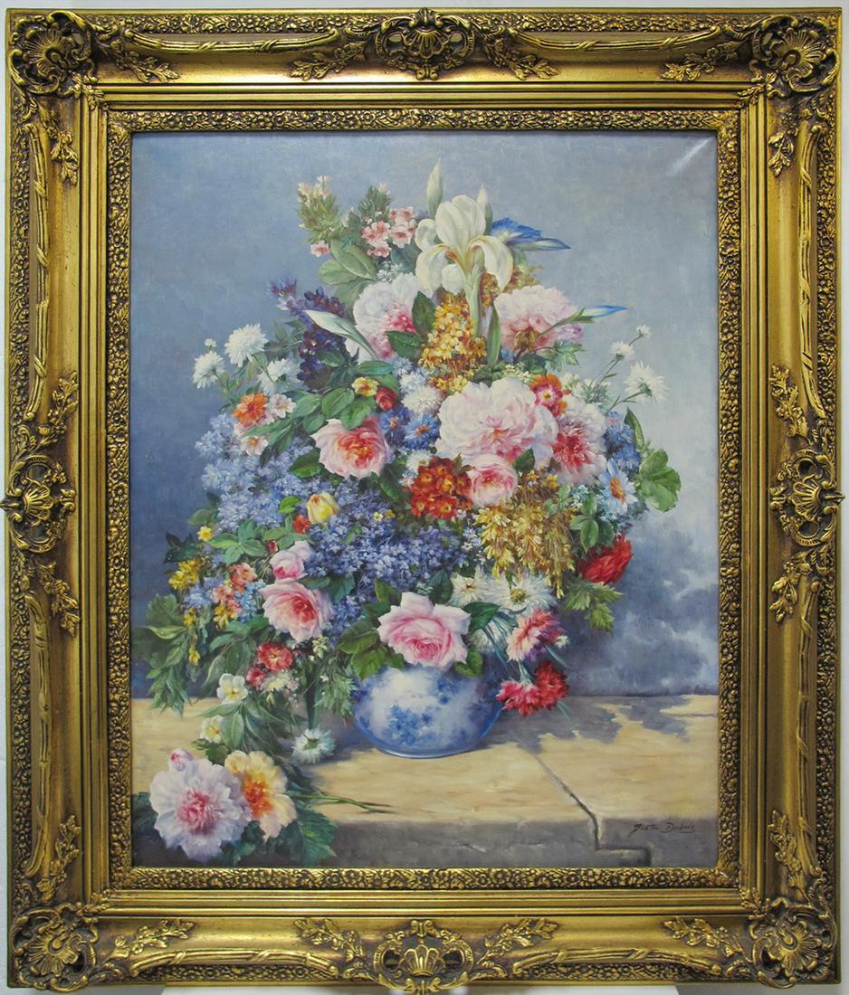 Signed Gaston DUBOIS, 1977 oil on canvas flowers (1 of 5)
