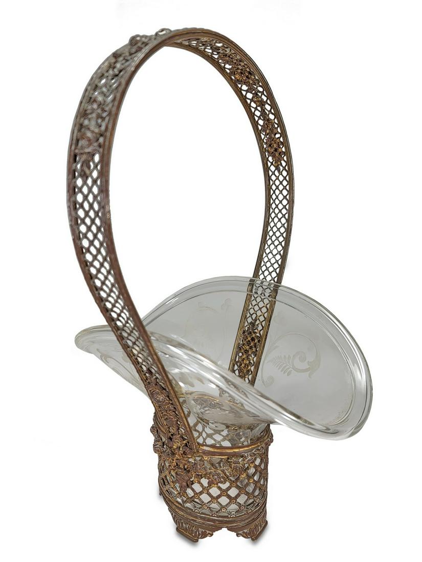 Antique French probably Baccarat bronze & crystal (1 of 6)