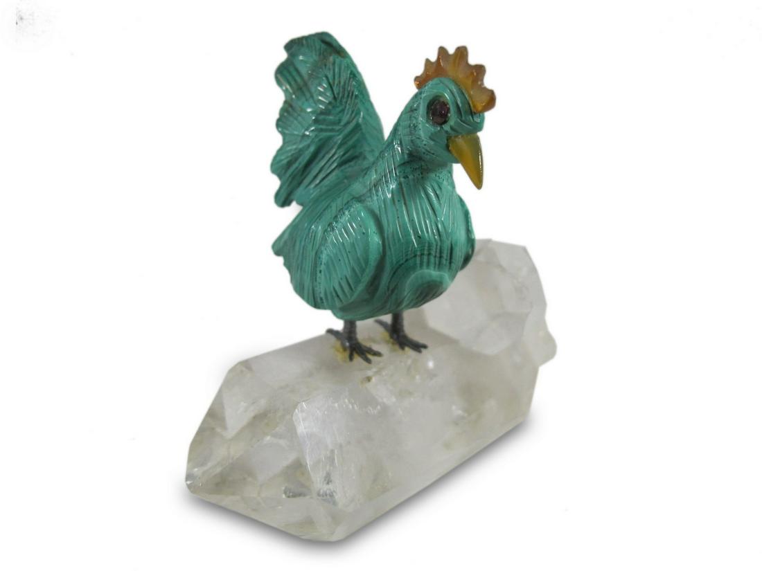 Vintage Agate, Malachite & Crystal rock chicken statue (1 of 5)