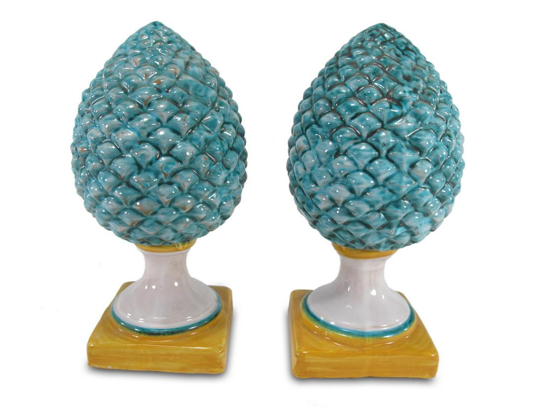 Futura Caltagirone, Italy pair of pine cone ceramics (1 of 6)