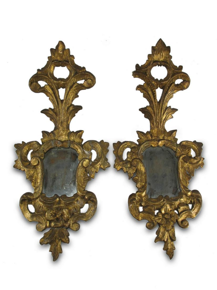 Antique pair of gilt wood wall mirrors (1 of 6)