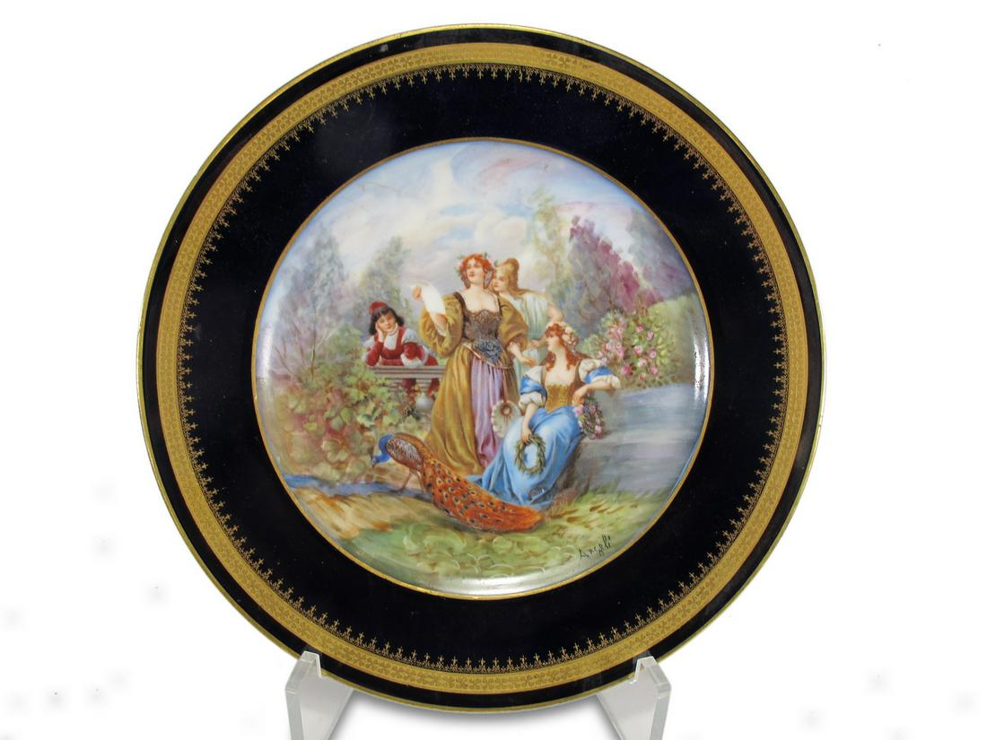 Antique Limoges porcelain plate painted by Angeli: Antique Limoges porcelain plate painted by Angeli. 9 3/8” diameter. ANY INVOICE OVER $ 2,000.00 WE WILL ACCEPT PAYMENTS ONLY THROUGH CHECK OR BANK WIRE TRANSFER, SAME FOR INTERNATIONAL BUYERS. I