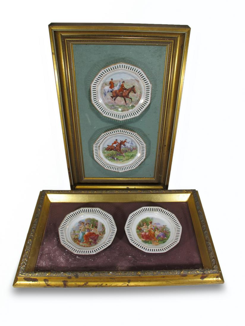 Vintage set of 4 framed porcelain plates (1 of 7)