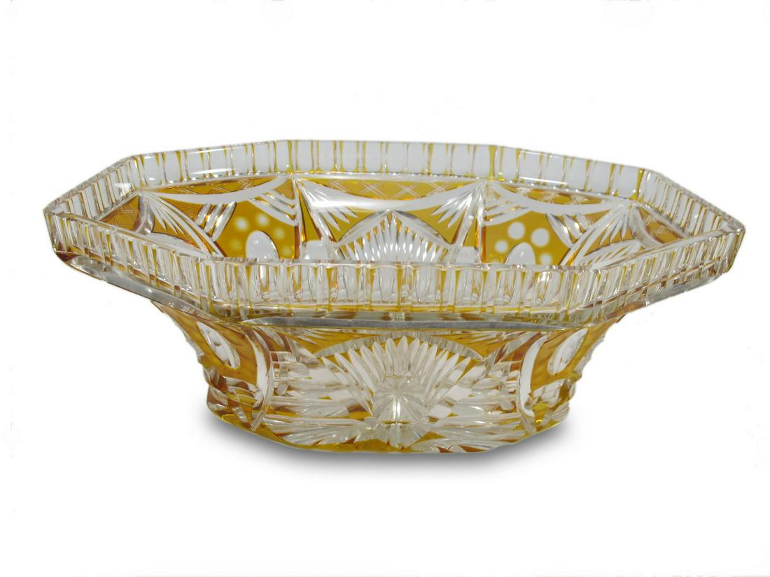 Vintage brown cut to clear crystal bowl (1 of 4)