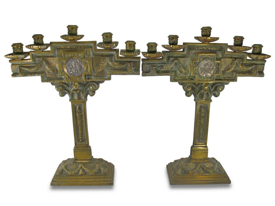 Antique French large pair of bronze candelabras (1 of 6)