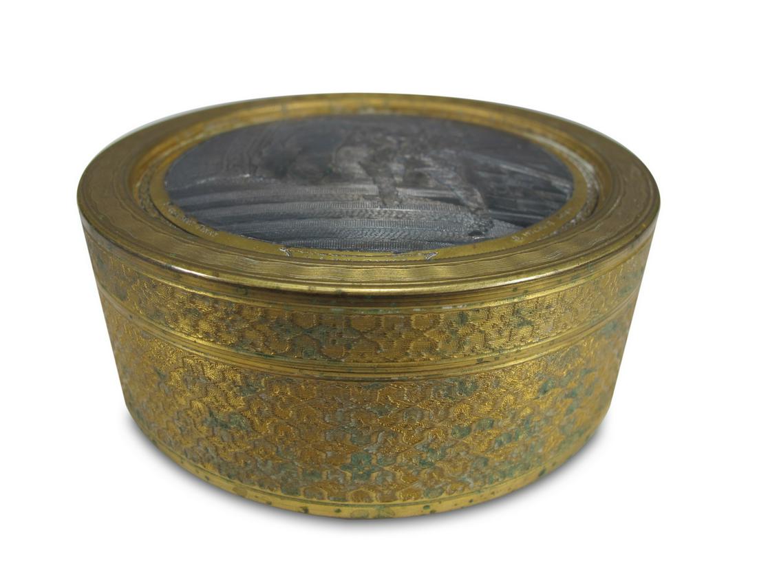 Antique French engraved bronze box, signed B. WICKER (1 of 7)