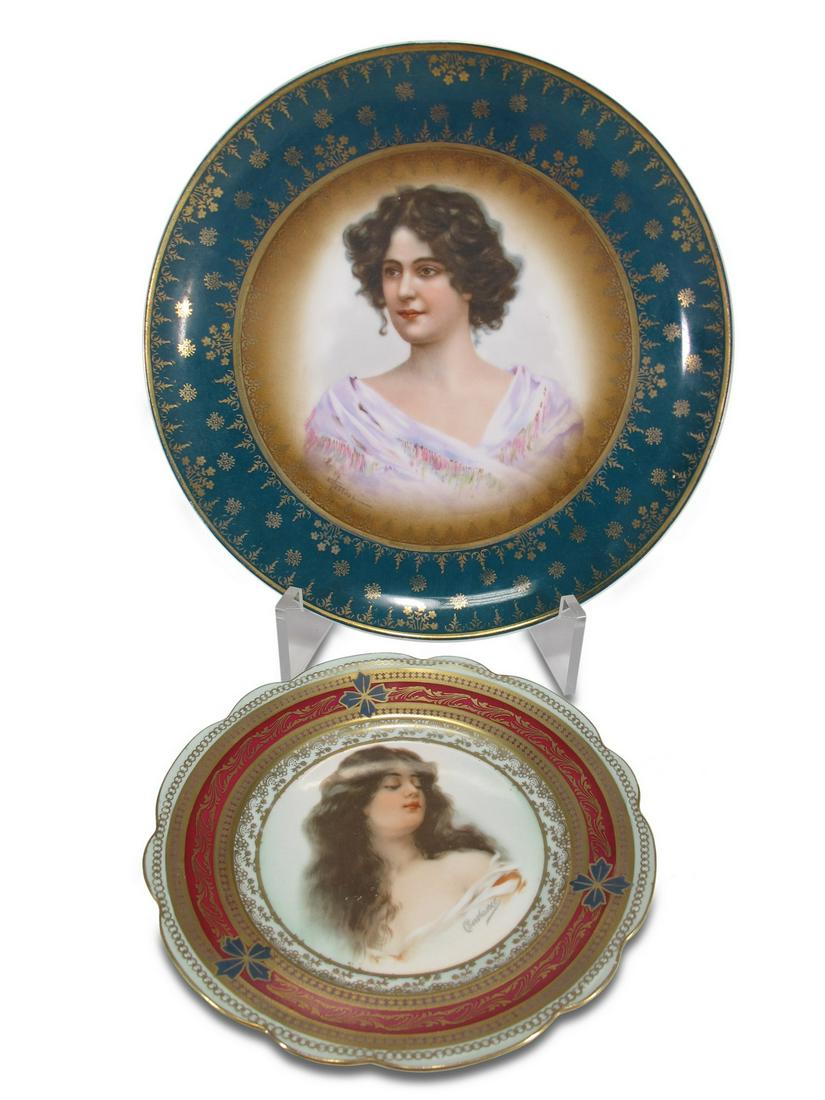 2 Vienna, Austria porcelain plates, signed (1 of 7)