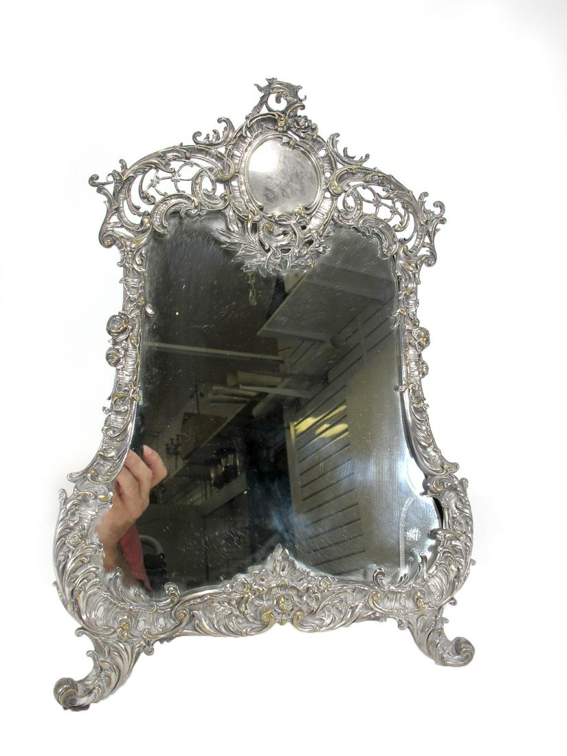 Antique French silverplate bronze mirror (1 of 5)