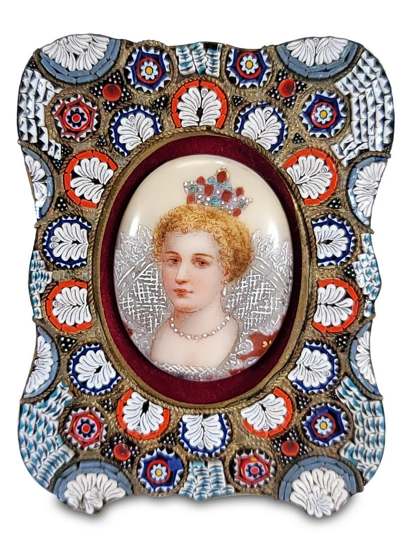 Antique European micromosaic porcelain plaque (1 of 5)