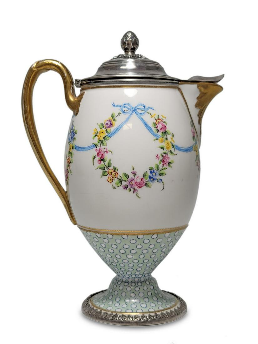 Antique French silver & porcelain coffeepot (1 of 7)