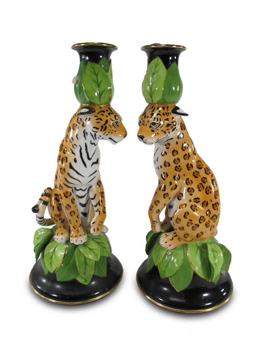 Pair of Lynn Chase Jaguar Jungle Candle Sticks (1 of 7)