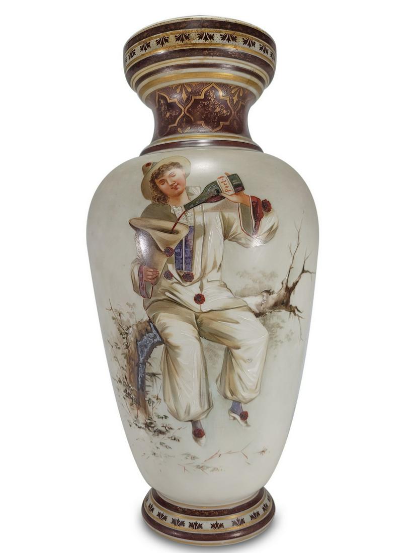 Antique European large painted opaline vase (1 of 5)