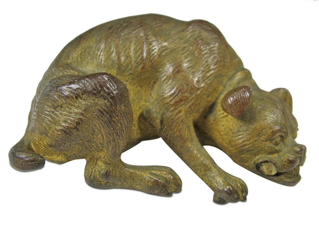 Antique Vienna bronze small dog sculpture (1 of 3)