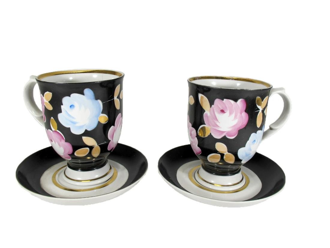Russian set of 2 porcelain cups with saucers (1 of 7)