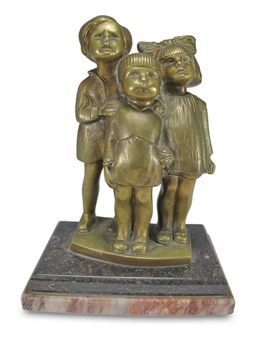 Art Deco 3 children bronze sculpture (1 of 4)