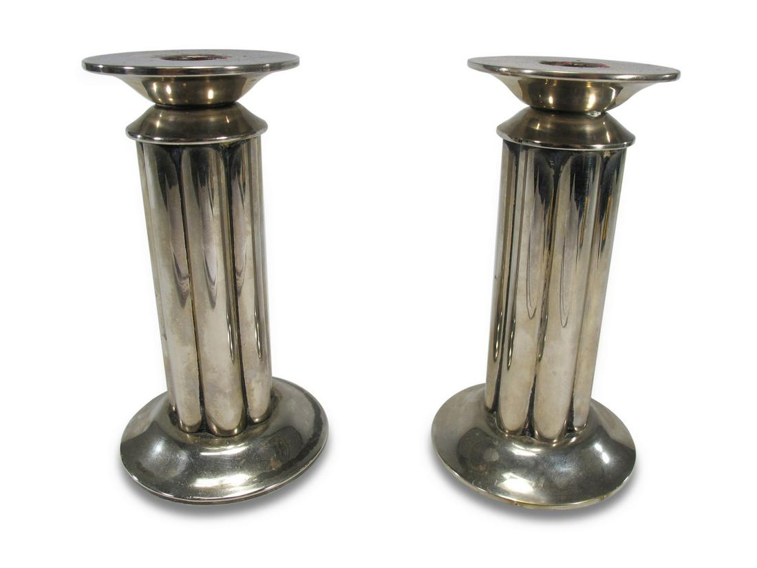 Swid Powell pair of silverplated candlesticks (1 of 5)