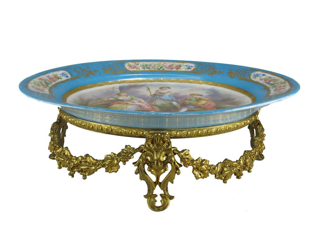 Antique French Sevres bronze & porcelain tray (1 of 8)