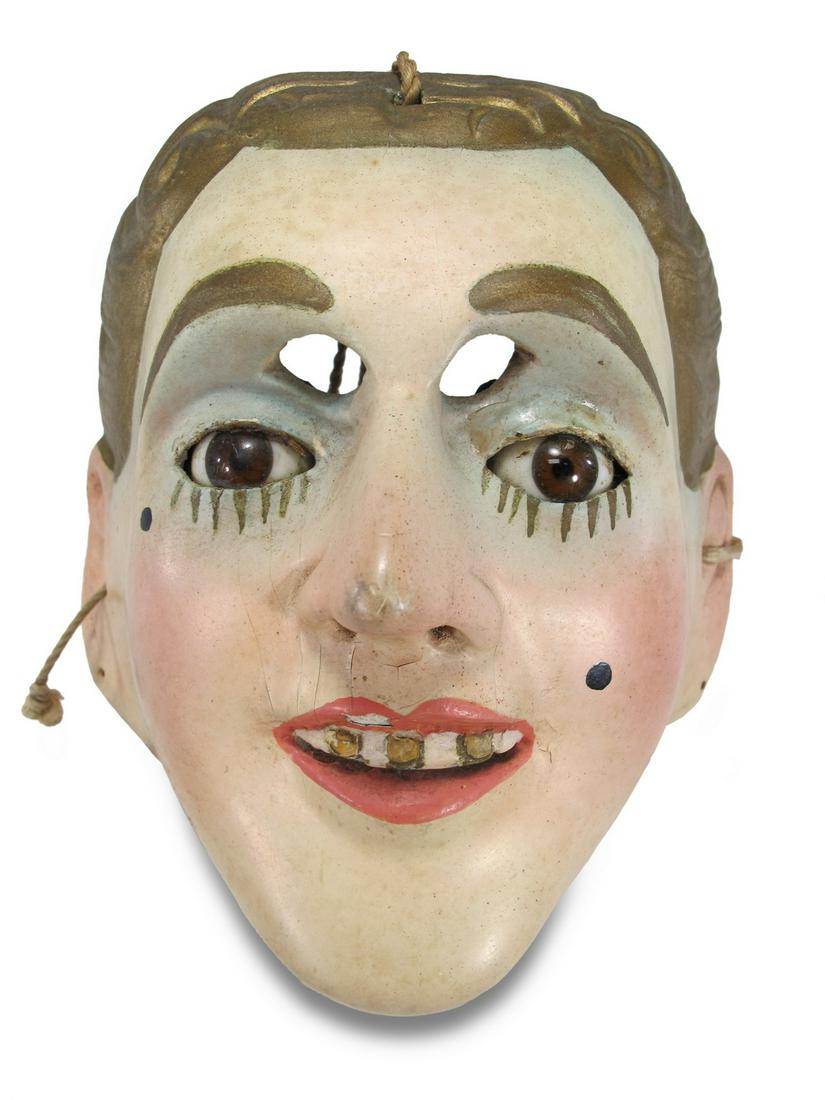 Antique wood mask with glass eyes (1 of 5)