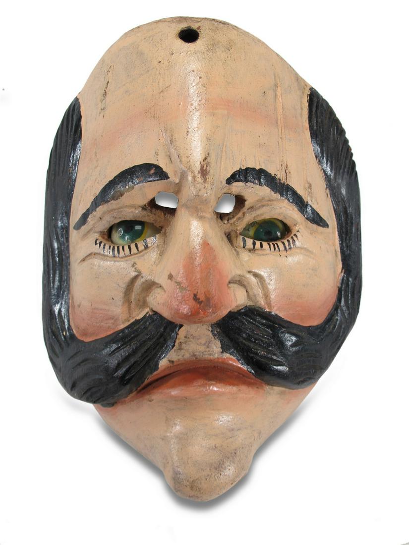 Antique wood mask with glass eyes (1 of 5)