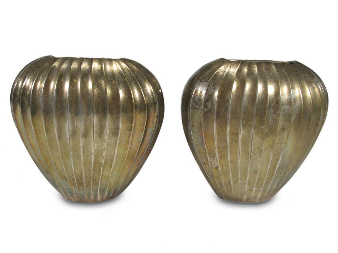 Art deco pair of silverplated vases (1 of 5)