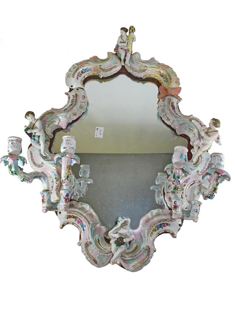 Antique German porcelain wall mirror (1 of 7)