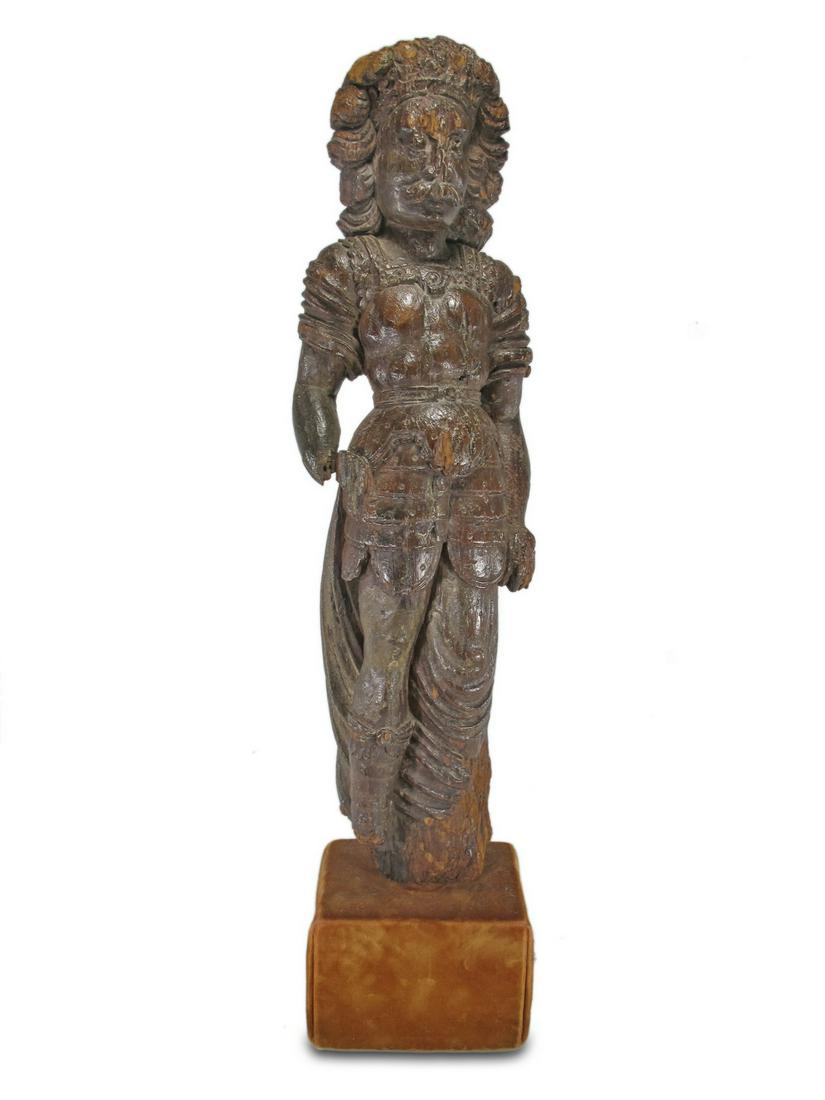 Antique European carved wood statue (1 of 7)