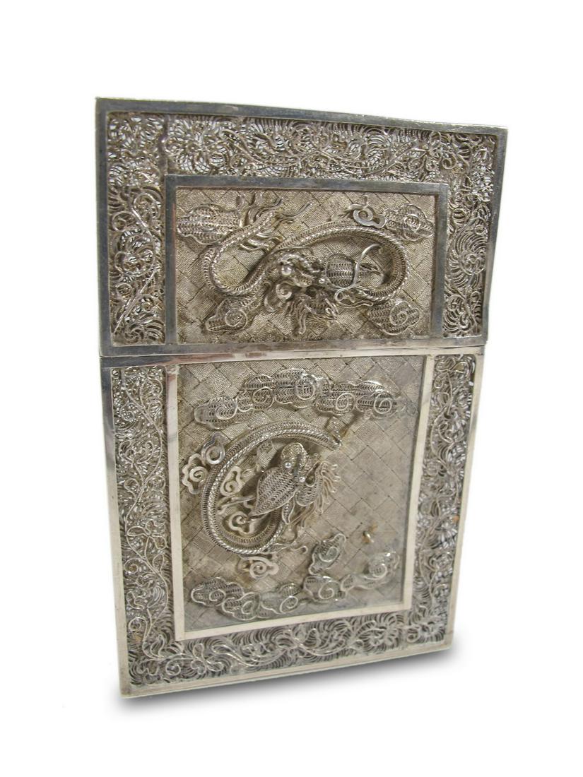 Antique sterling silver filigree card holder (1 of 4)