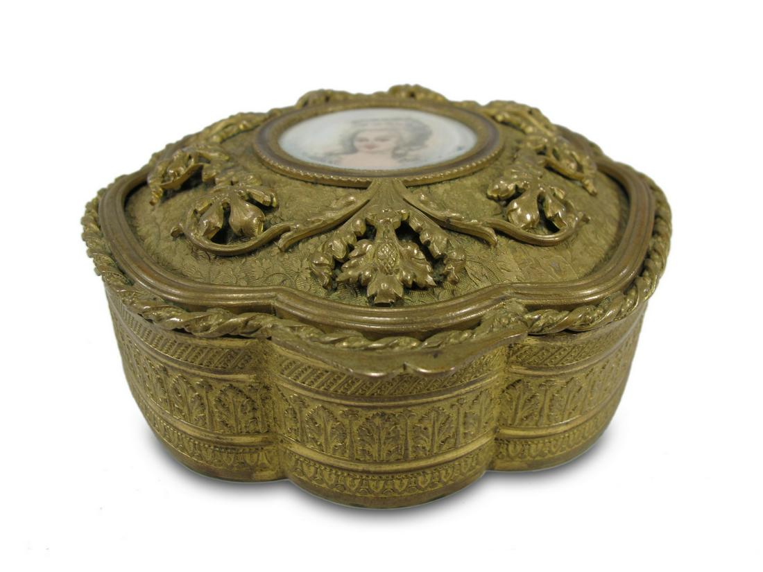 Antique French bronze hand painted jewelry box (1 of 6)